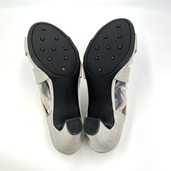 6.5W 6.5 W WIDE WIDE LifeStride Carlyle Textured Silver Block Heels Sandal Shoes - Picture 9 of 14